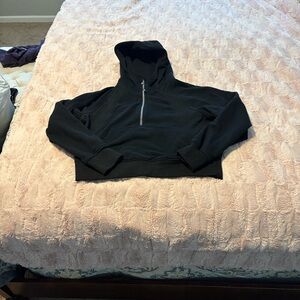Black Hooded Pullover with Zipper